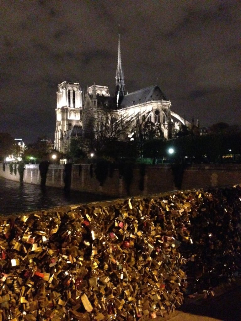 My iPhone literally got this shot straight up.. no filters at all... this is taken from the bridge with all the "love locks," overlooking Notre Dame. ... Taking it all in... appreciating all the beauty all around me. Totally grateful. 