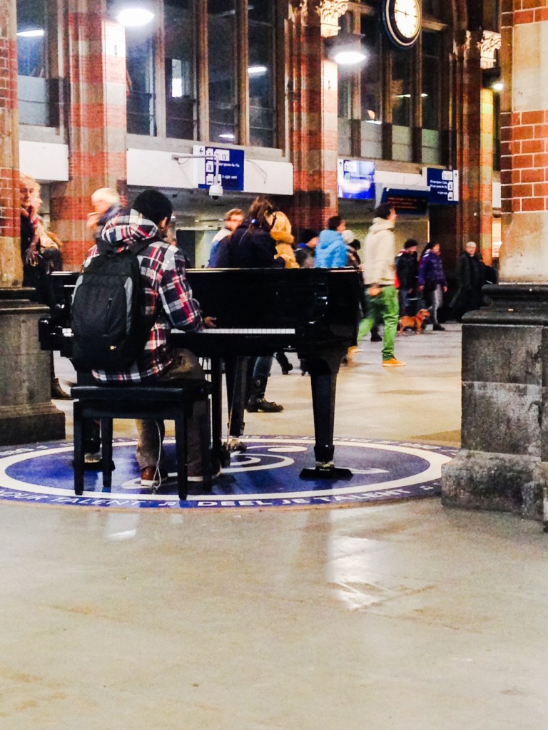 As we were leaving Amsterdam, I headed to the train station early where they have this piano just sitting there with a sight on it that says, "Play me." And ya know what? People play it a lot. This kid was incredible. After he finished, an entire acapella singing group of ladies and gents I'd say were all over 70 rocked out some songs giving us all an impromptu concert. After that, another guy took the keys and sang and I sang with him and a bunch of others who in that moment, let go of enough of our inhibition to join in and create music on the fly, together. I want to do more of this for sure. :)