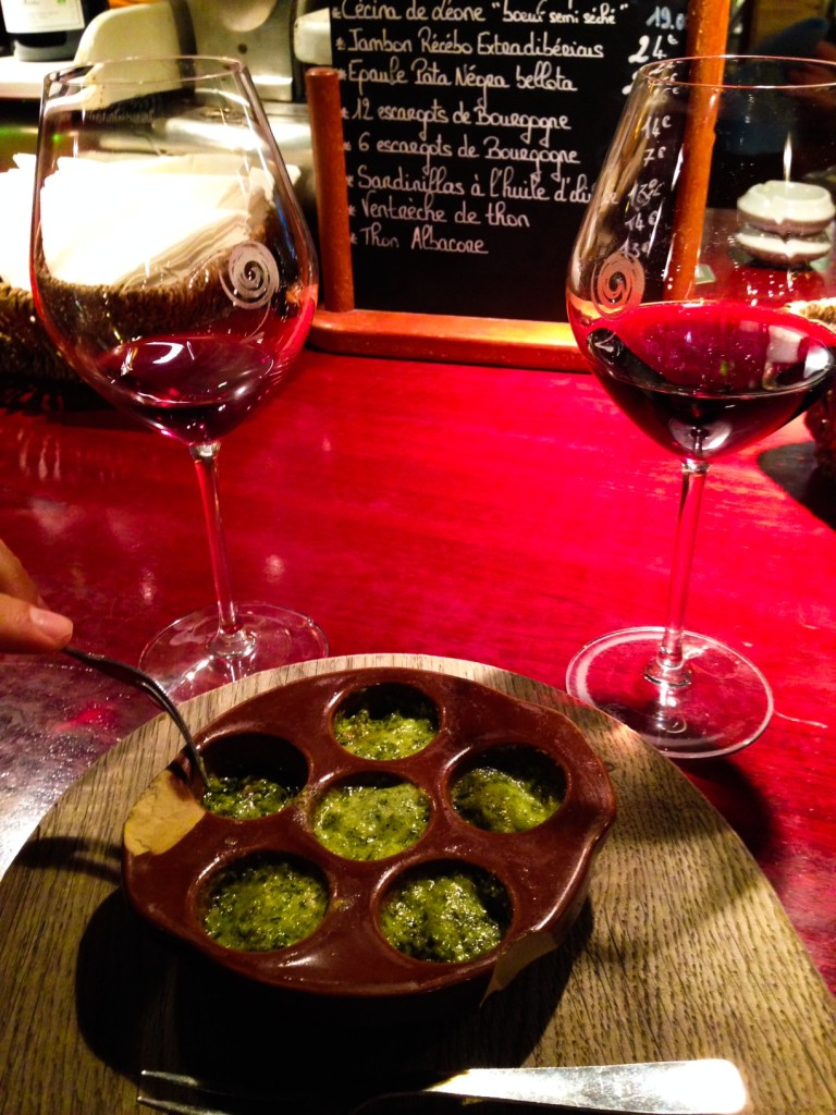 After wine tasting, what better than more wine and escargot! #totallyFrench I'm surprised at how much I like the escargot.. they seem to put them in pesto a lot, so maybe that's the reason. I love pesto too. 