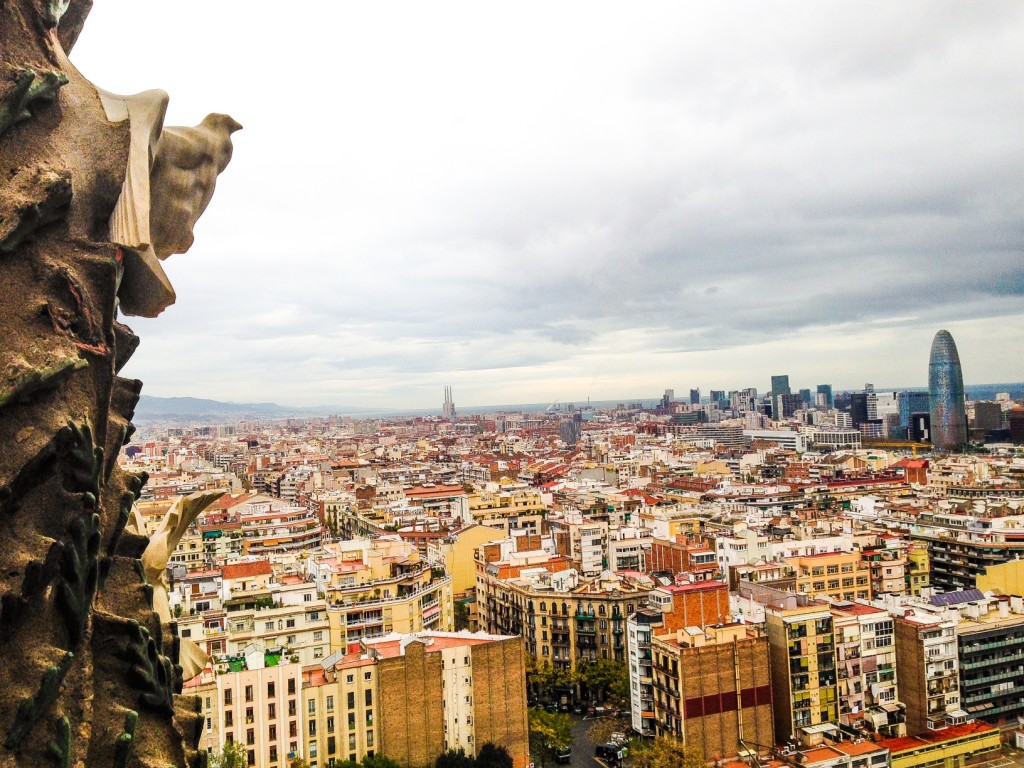 View of Barcelona from the towers in the Sagrada Familia. 