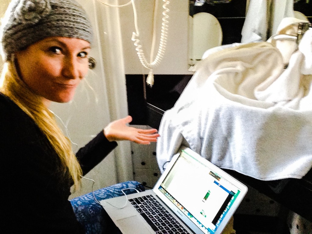 Mobile entrepreneurship!!! Trick of the trade.. if you have to do a call from the bathroom for privacy, put towels on the hard surfaces to muffle the echo. You're welcome.