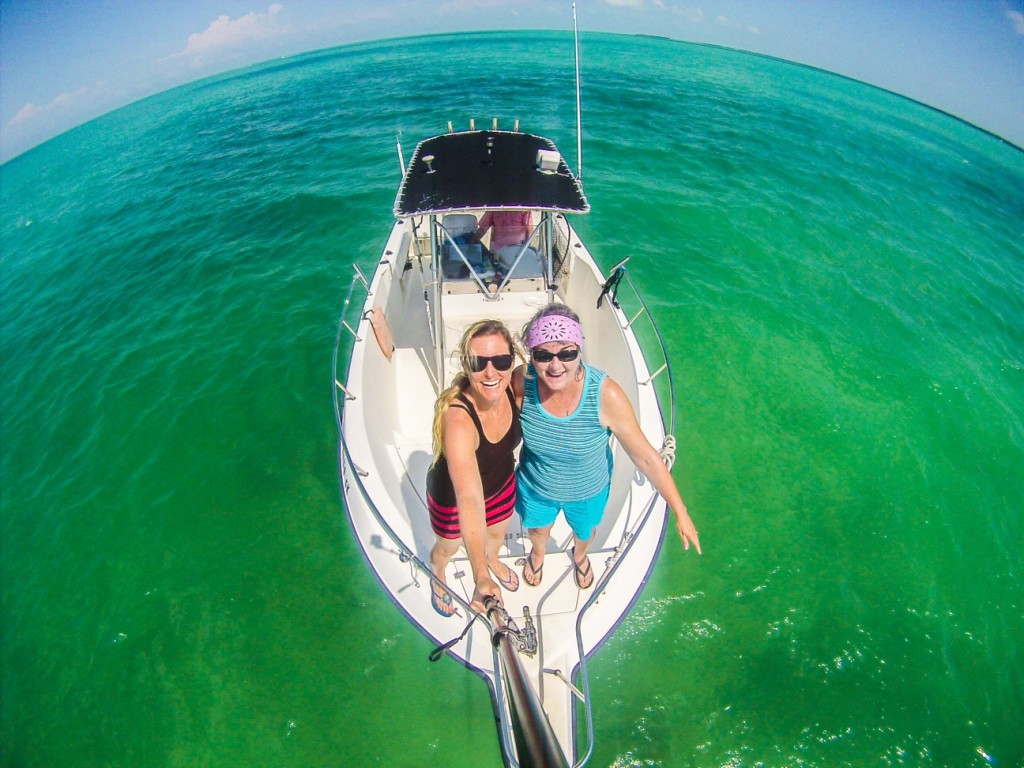 Here it is... THE pic I wanted to get.. the sole reason I bought a selfie stick.. I follow GoPro on Instagram and always saw these kinds of pics with the boat and the beautiful water all around. I thought this pic would happen on a boat in Thailand somewhere.. and we tried.. got some, but not THIS one. This is the shot. And I actually totally love that it's with my Mom. <3